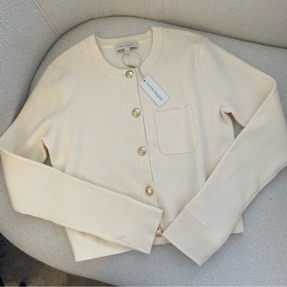 NWT Favorite Daughter The Quinn Cardigan in Cream Size Medium - Picture 12 of 12